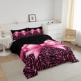 thumbnail image 4 of Manfei Pink Ribbon Bowknot 2pcs Twin Comforter Set - Zebra Glitter Print, 4 of 8
