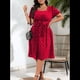 thumbnail image 4 of Vestido Elegante de Talla Grande con Lunares Retro, Cuello Cuadrado y Lazo en la Cintura para Mujer Rojo XL, 4 of 9