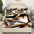 thumbnail image 3 of Erosebridal Black and Gold Queen Sheet Sets, Abstract Line Bedding Queen Size, Geometry Home Decor 4pcs, 3 of 7