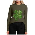 thumbnail image 6 of UngA Womens St Patrick Day Shirts Lucky Shamrock Long Sleeve Tshirt Saint Patricks Day Green Clover Tee Top,Size XXXL, 6 of 8
