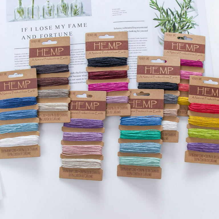 Natural Hemp Colored String Colorful 12 Variety Pack; Beautiful Twine for  Arts Crafts 32ft Per Color
