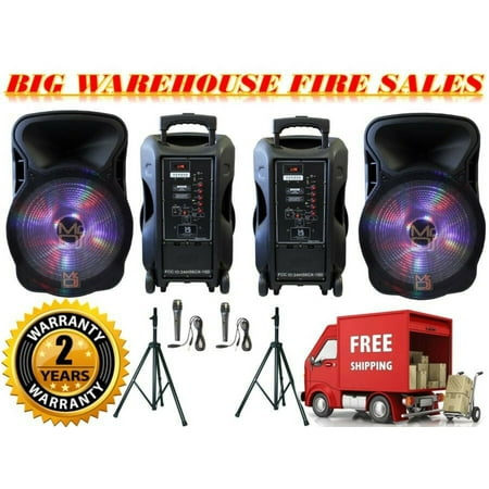 2 Mr Dj DJ15-BTA 3000W Bluetooth PA DJ FM Radio Speaker Microphone  2 Spk stands price history on PriceWatchPro