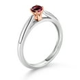 thumbnail image 3 of Gem Stone King 10K White and Rose Gold Red Rhodolite Garnet Solitaire Engagement Ring for Women (0.22 Cttw, Gemstone January Birthstone, Round 3.5MM, Size 7), 3 of 4