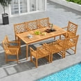 thumbnail image 1 of Gymax 9-Pieces Patio Dining Table Set w/8 Chairs Slatted Tabletop 1.96'' Umbrella Hole, 1 of 10