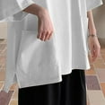thumbnail image 5 of Men's T Shirts Summer Half Sleeved Versatile Five Quarter Sleeve Trendy Short Sleeved Loose Simple Top Everyday Wear T-Shirts for Men White Size L, 5 of 6