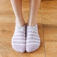 thumbnail image 3 of 1 Pair Women Socks Contrast Colors Soft High Elasticity Bow-knot Striped Keep Warm Solid Color Low Cut Anti-skid Silicone Floor Socks for Home Wear,Black, 3 of 7