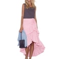 thumbnail image 2 of Women'S Boho Wrap Front Self Tie Knot Ruffle Hem Split Midi Skirt Pink XXL, 2 of 8