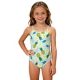 thumbnail image 2 of Girl Swimsuit Bikini Trendy Striped Soft Rash Guard Bathing Suit Contrast Trim Girls' Swimwear Skirt Size 9-16, 2 of 4
