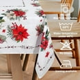 thumbnail image 4 of Poinsettia Christmas Tablecloth Waterproof, Red Table Cloth Rectangle, Stain Resistant Fabric Table Cloths for Kitchen Table Party Picnic Dinner New Year Decor (60 x 84 Inch), 4 of 6