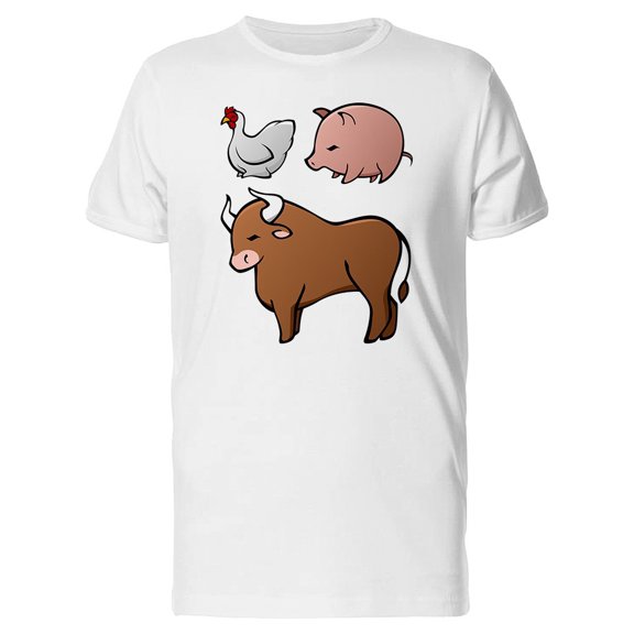 Farm Animals Cow Chicken Pig T-Shirt Men -Image by Shutterstock, Male 4X-Large