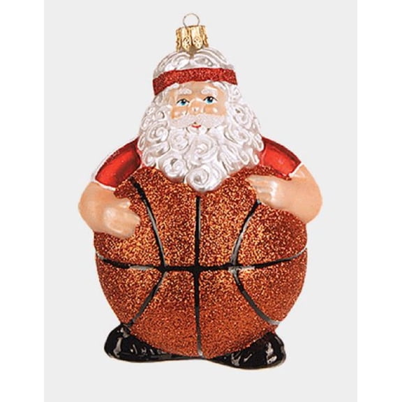Basketball Ball Body Santa Claus Polish Glass Christmas Tree Ornament Sports
