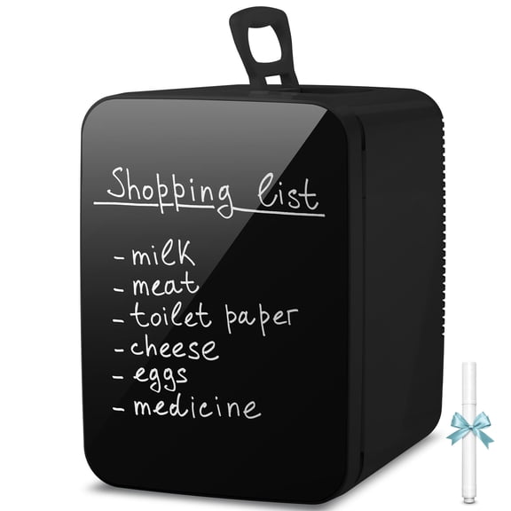 Auseo Mini Fridge for Bedroom, Portable Cooler for Cosmetics, Food & Drinks, Temper Glass Door with Doodle Pen, 12V DC/120V AC, for Skincare, Makeup, Car, Dorm Room, 10 Liter, Black
