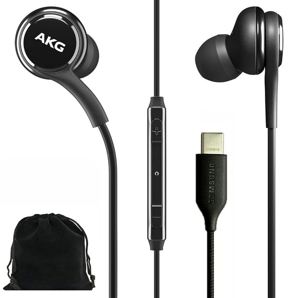 SAMSUNG AKG Earbuds Auriculares In-Ear Originales USB Tipo C con Control Remoto y Micrófono para Galaxy A53 5G, S22, S21 FE, S20 Ultra, Note 10, Note 10+, S10 Plus - Trenzado - Incluye Funda de Tercio
