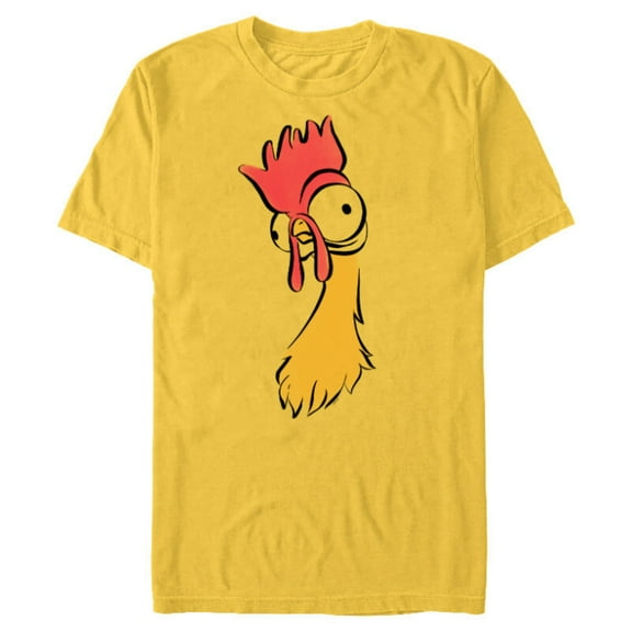 Disney Moana Heihei Rooster Chicken Big Face Costume - Short Sleeve Blended T-Shirt for Adults - Customized-Yellow