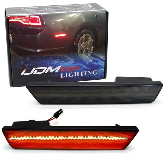 75-090-Smoked-Red Smoked Lens Red Full LED Rear Side Marker Light Kit for Dodge 2008-14 Challenger & 2011-14 Charger, Powered by 36 LED Diodes, Replace OEM Back Sidemarker Lamps