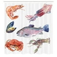 thumbnail image 3 of Ambesonne Fish Shower Curtain, Sea Animals Watercolor, 69"Wx84"L, Mustard Navy, 3 of 5
