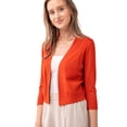 thumbnail image 2 of URBAN DAIZY Women's Classic 3/4 Sleeve Crop Bolero Cardigan Open Front Cropped Shrugs Knit Sweater A09_620 Rust 1XL, 2 of 7