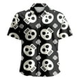 thumbnail image 5 of Halloween Mens Button Up Shirt Skull Print Turndown Collar Short Sleeve Regular Fit Mens Shirt, 5 of 5