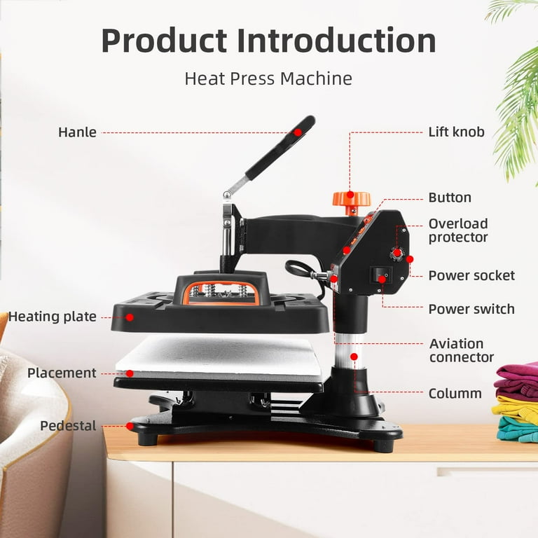 WhizMax Heat Press Machine 11 in 1 Professional Sublimation Machine 12 X  15, 360° Swing Away Shirt Printing Heat Transfer Machine Digital