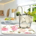 thumbnail image 5 of Absorbent Dish Drying Mat for Kitchen Counter - Floral Rose Pink Microfiber Drying Pad, Reversible Drainer Mats for Countertop, Small 16 x 18 inch, 5 of 6