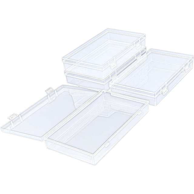 Rectangular Clear Plastic Storage Containers Box with Hinged Lid for Beads and Other Small Craft Items