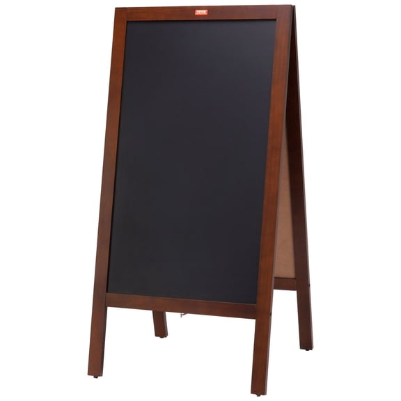 Double-Sided Vintage Wooden Chalkboard Sign 20"x40" - Freestanding Rustic Brown Sandwich Board with Chalks & Magnetic Eraser for Kitchen, Wedding, Outdoor Use