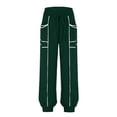 thumbnail image 5 of Dwellite Womens Barrel Sweatpants High Waisted Wide Leg Sweatpants Drawstring Casual Baggy Pants Sweatpant with Pockets Deep Green 2XL, 5 of 6