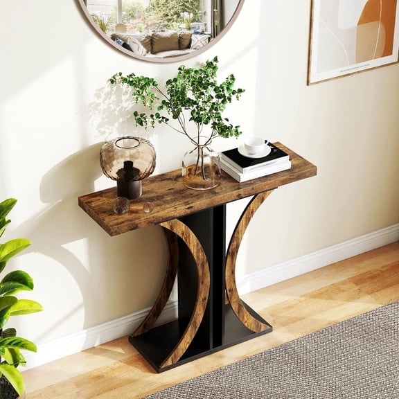 DRAZUNO Console Table, 40” Rectangular Entryway Table w/Geometric Frame for Living Room
