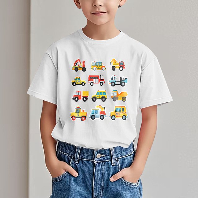 SGFCWSX T-Shirt Graphique pour Garçons, Chandail à Manches Courtes Col Rond Respirant T-Shirts d'Été Décontractés pour Enfants Blanc 5-6T