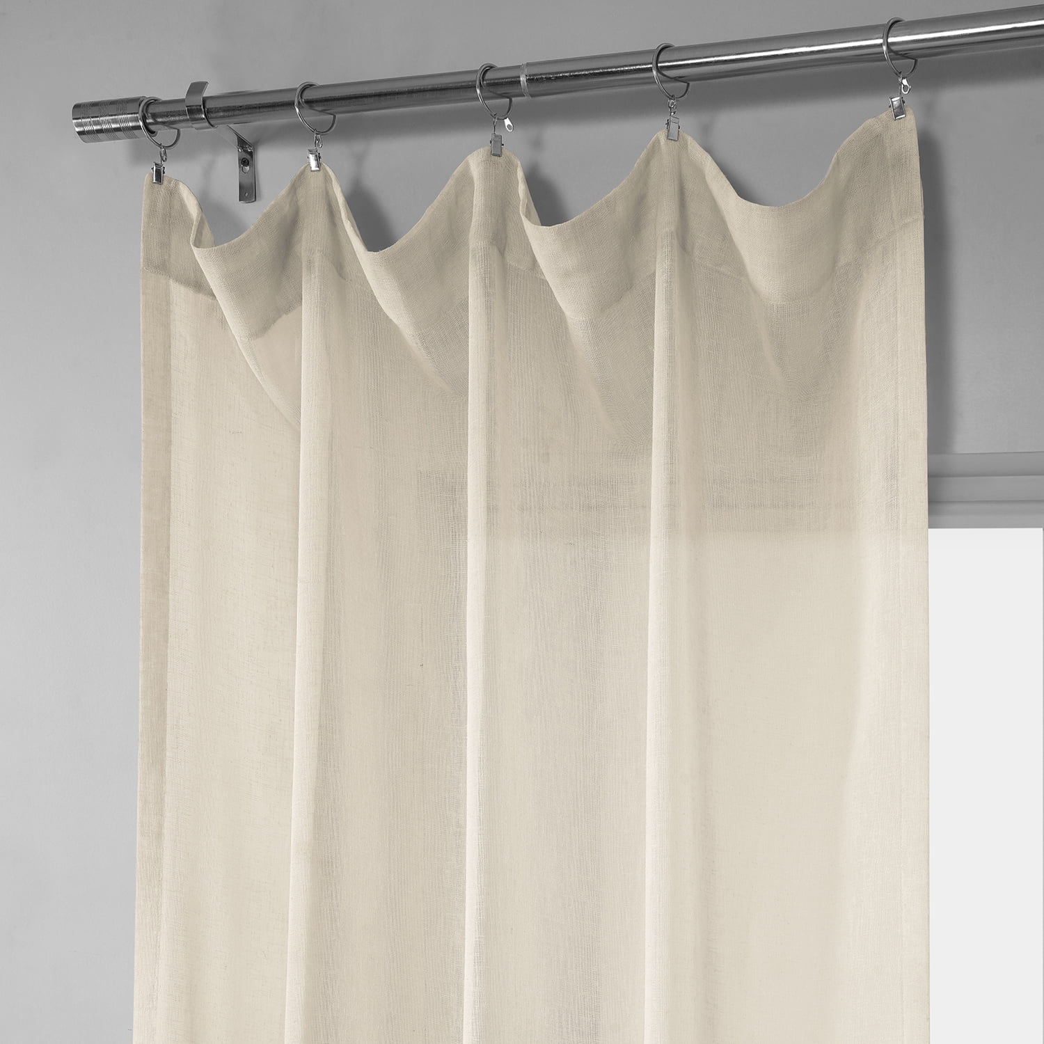 Cotton Seed Solid Faux Linen Sheer Curtain (1 Panel), Cotton Seed, 50W X 120L