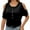 Black, variant on MIXUE Boho Tops For Women Summer Solid Color Round Neck Button Off Shoulder Short Sleeve Tee Shirts Sportswear,Black,L