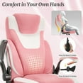 thumbnail image 6 of Big and Tall Fabric Office Chair 500LBS with Adjustable Lumbar Support, Extra Wide Seat for Heavy Duty Executive Desk Chair,Pinkwhite, 6 of 9