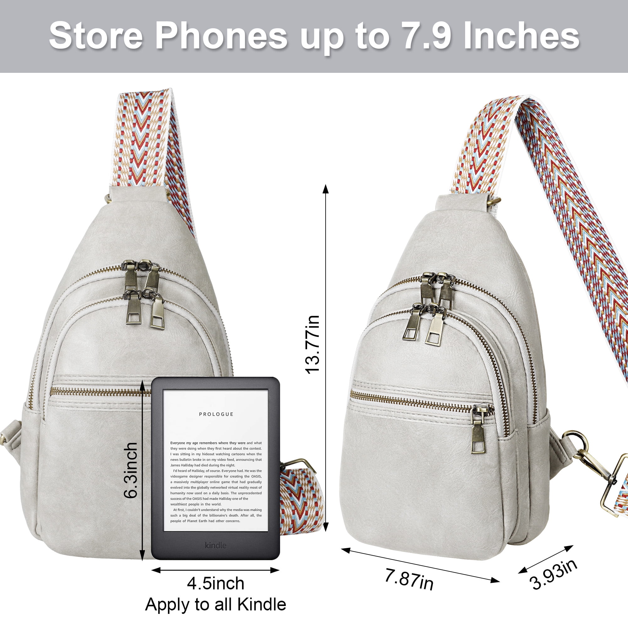 Leather Sling Bag Crossbody Backpack for Women Trendy
