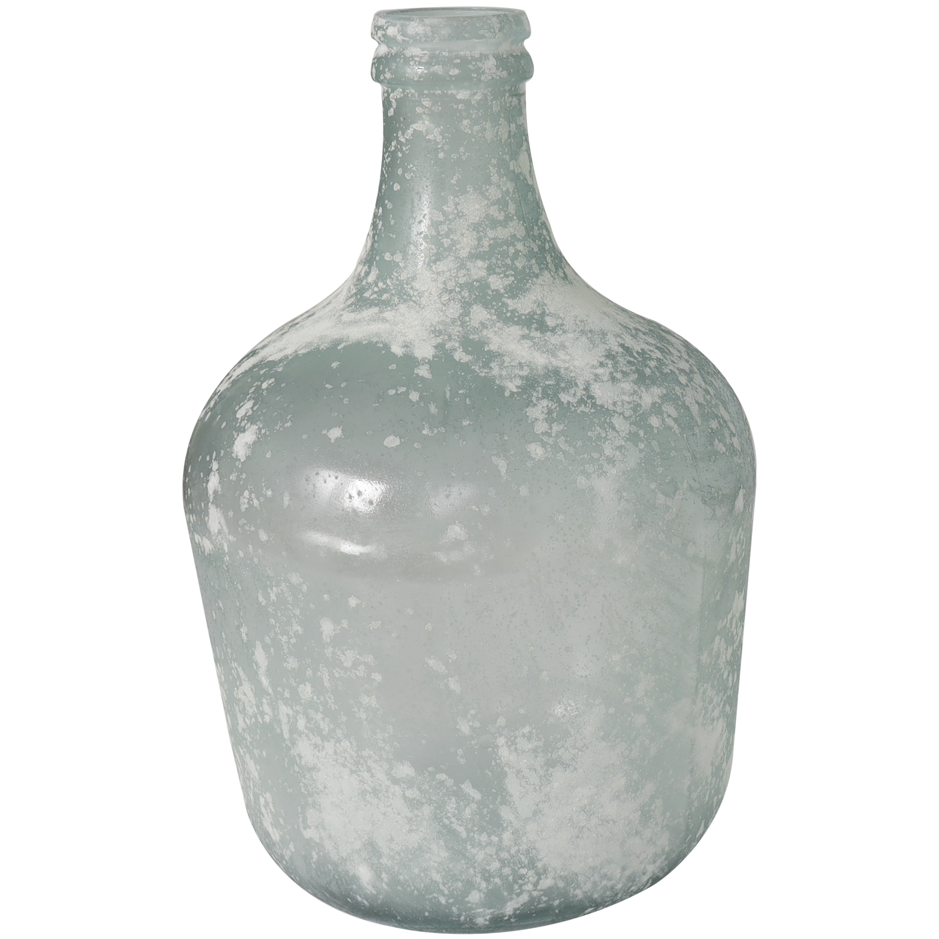 DecMode 17" Handmade Frosted Spanish Bottle Recycled Glass Vase
