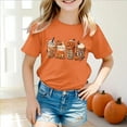 thumbnail image 2 of HCNTES Toddler Girl Fall Shirt Boy Girls Halloween Shirt Cute Pumpkin Flower Short Sleeve Tops Thankful Fall T-Shirt(12-13 Years,O73-Orange), 2 of 5