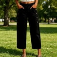 thumbnail image 2 of FRSASU Women's Wide Leg Capri Pants Elastic Waist Casual Loose Lounge Summer Flowy Beach Vacation Trousers Black-A, 2 of 6