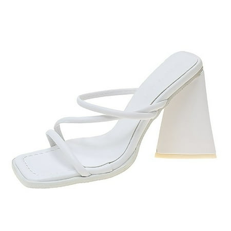

CBGELRT Womens Sandals White Womens Fisherman Sandals Size 7 New Women s Shoes Summer Korean Version Square Head Fish Mouth with Thick Heel High Heel Sandals Closed Toe Sandals Women