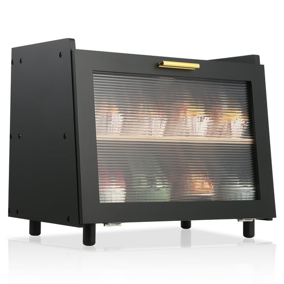 ChaoLink Double Layer Bread Box for Kitchen Counter, Large Capacity Bread Storage Container Bread BoxBlack