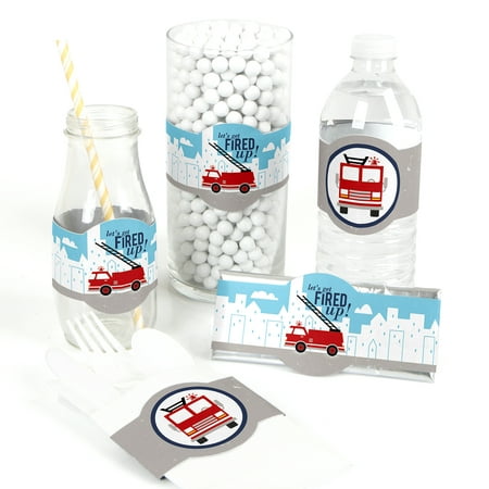 Fired Up Fire Truck - DIY Party Supplies - Firefighter Firetruck Baby Shower or Birthday Party DIY Wrapper Favors