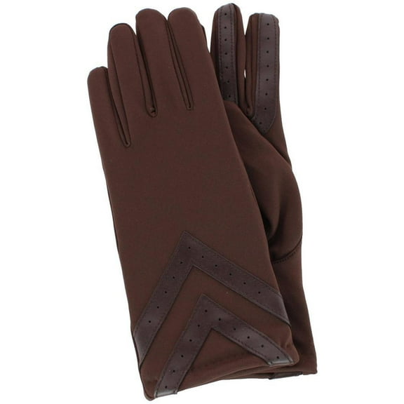 isotoner Women's Spandex Gloves with Chevron Detail - A30106 (Brown, S/M)