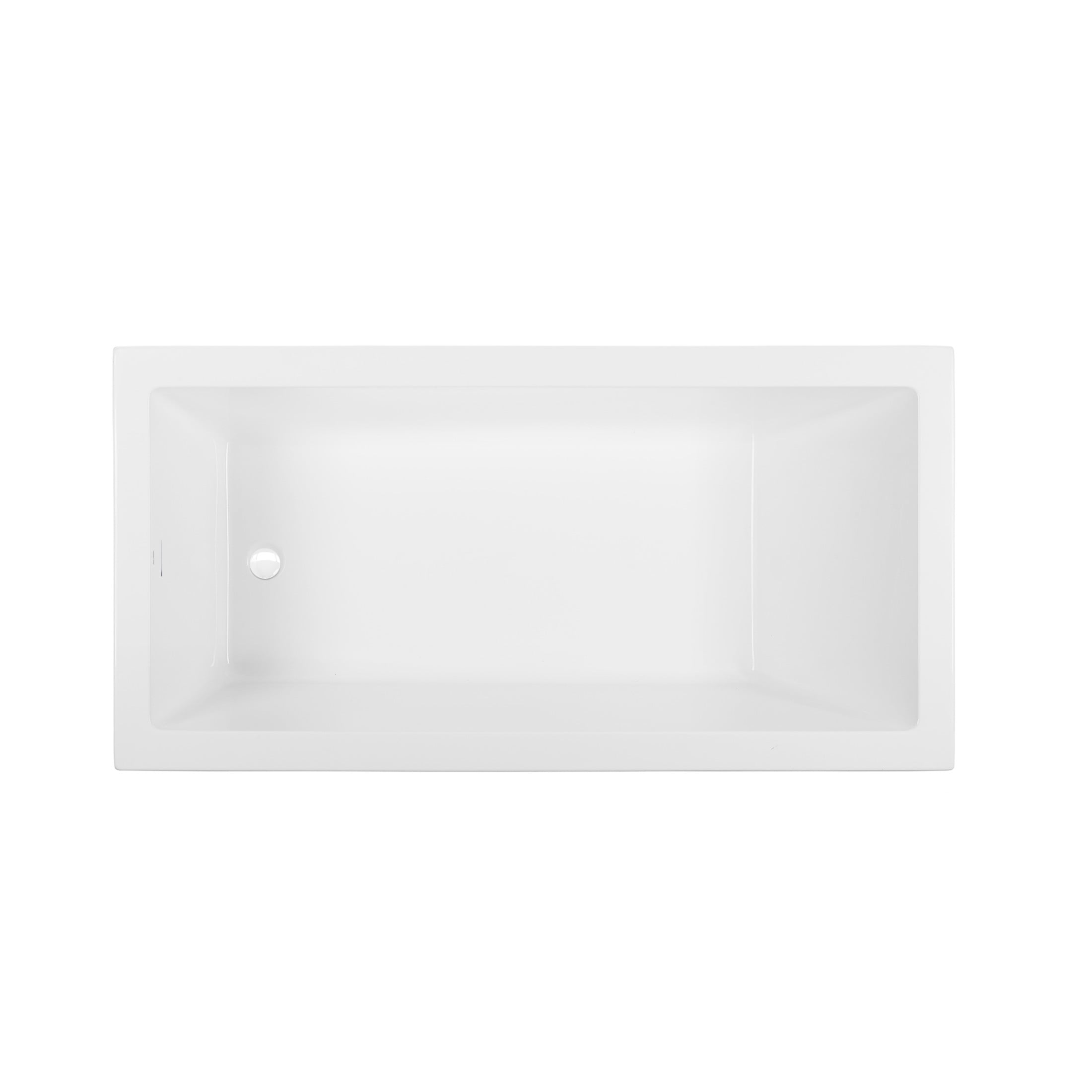 Voltaire 60 x 36 Reversible Drain Soaking Drop-in Bathtub in Glossy White with Integrated Overflow, Drain Included