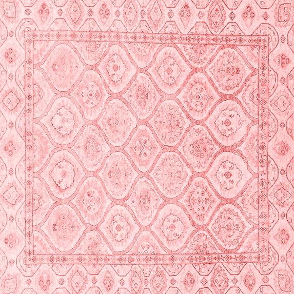 Ahgly Company Machine Washable Indoor Square Oriental Red Traditional Area Rugs, 4' Square