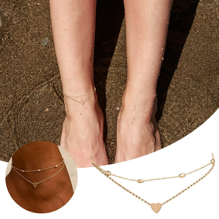 2-Pack) Anklet for Women S925 Pineapple Bracelet Silver Adjustable