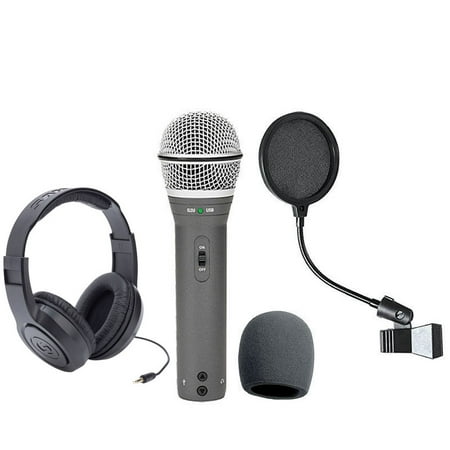 Samson Q2U Recording and Podcasting Pack with USB/XLR Dynamic Microphone + Samson SR350 Over-Ear Stereo Headphones + Pop Filter & Foam (Best Headphones For Recording Podcasts)