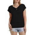 thumbnail image 3 of Your-Sty Summer Fashion Tops for Women Breathable V Neck T-Shirt Short Sleeve Solid Color Tee Casual Fit Tee, 3 of 9