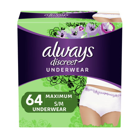 Always Discreet Incontinence & Postpartum Incontinence Underwear for Women - Maximum Protection - S/M - 64ct