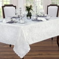 thumbnail image 5 of Newbridge Portofino Scalloped Damask Fabric Tablecloth, Wrinkle and Stain Resistant Fine Dining and Holiday Tablecloth, 52 Inch x 52 Inch Square, White, 5 of 7