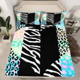 thumbnail image 2 of jejeloiu Abstract Loves Pattern Twin Sheet Sets,Zebra Leopard Print Twin Fitted Sheet,Modern Geometric Stripe Flat Sheet For Girls,Ultra Soft Home Decor,3 Pieces, 2 of 7