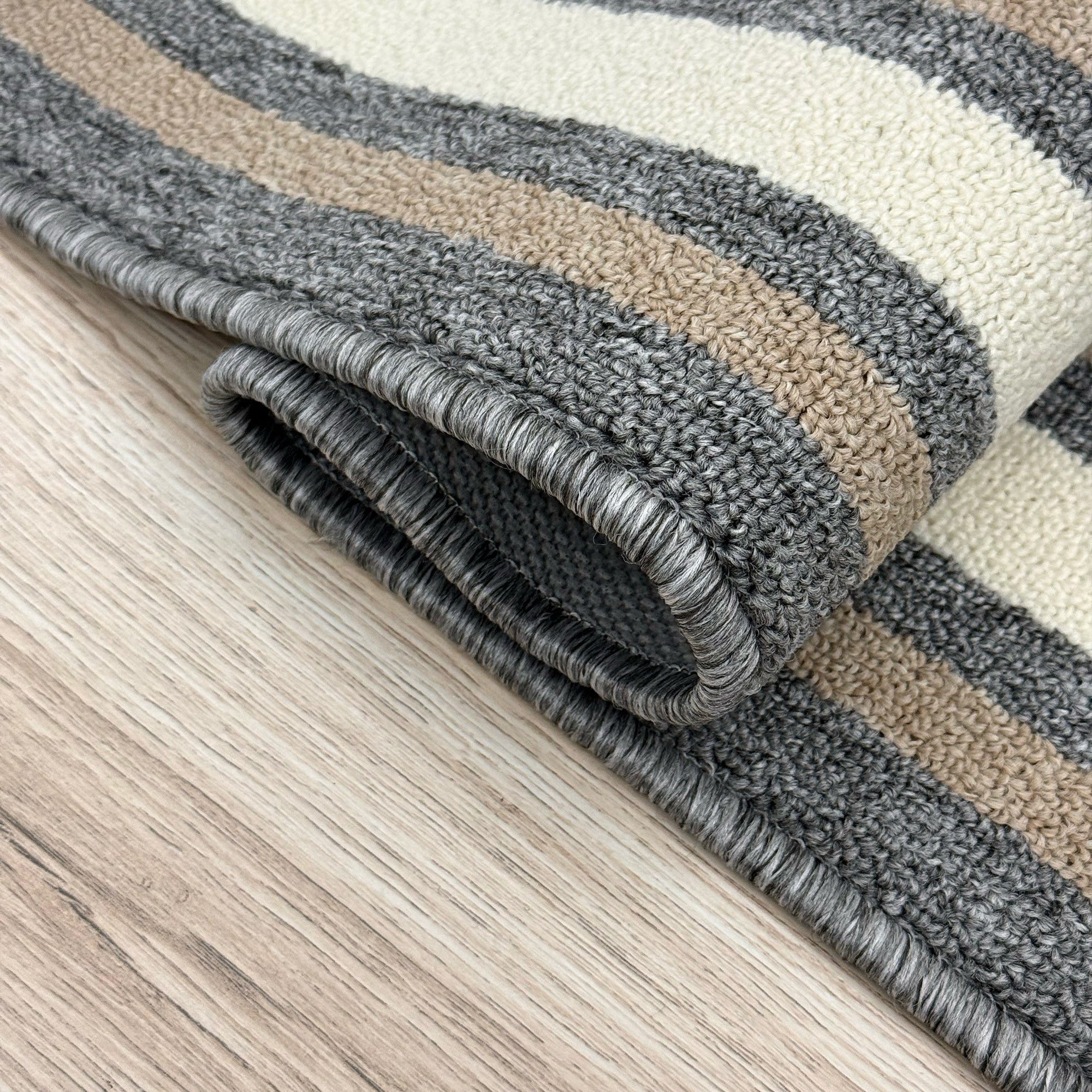 Custom Size Anti-Slip Machine Washable Loop Pile Bordered Gray Runner Rugs ( 6' x 36")