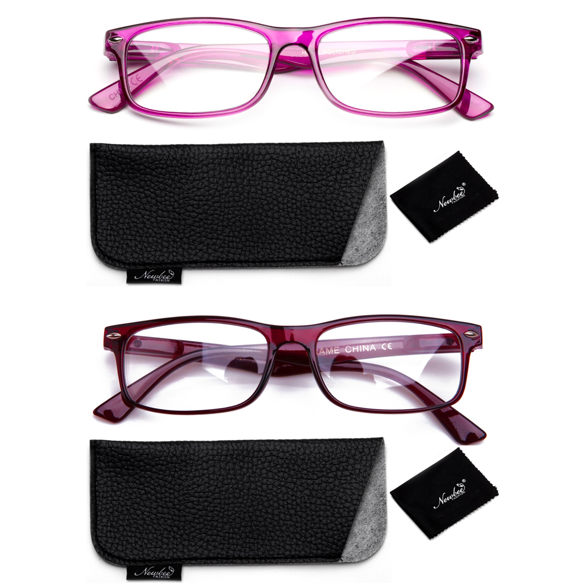 Newbee Fashion- Men Women Non Prescription Fashion Clear Lens Glasses Rectangular Frame